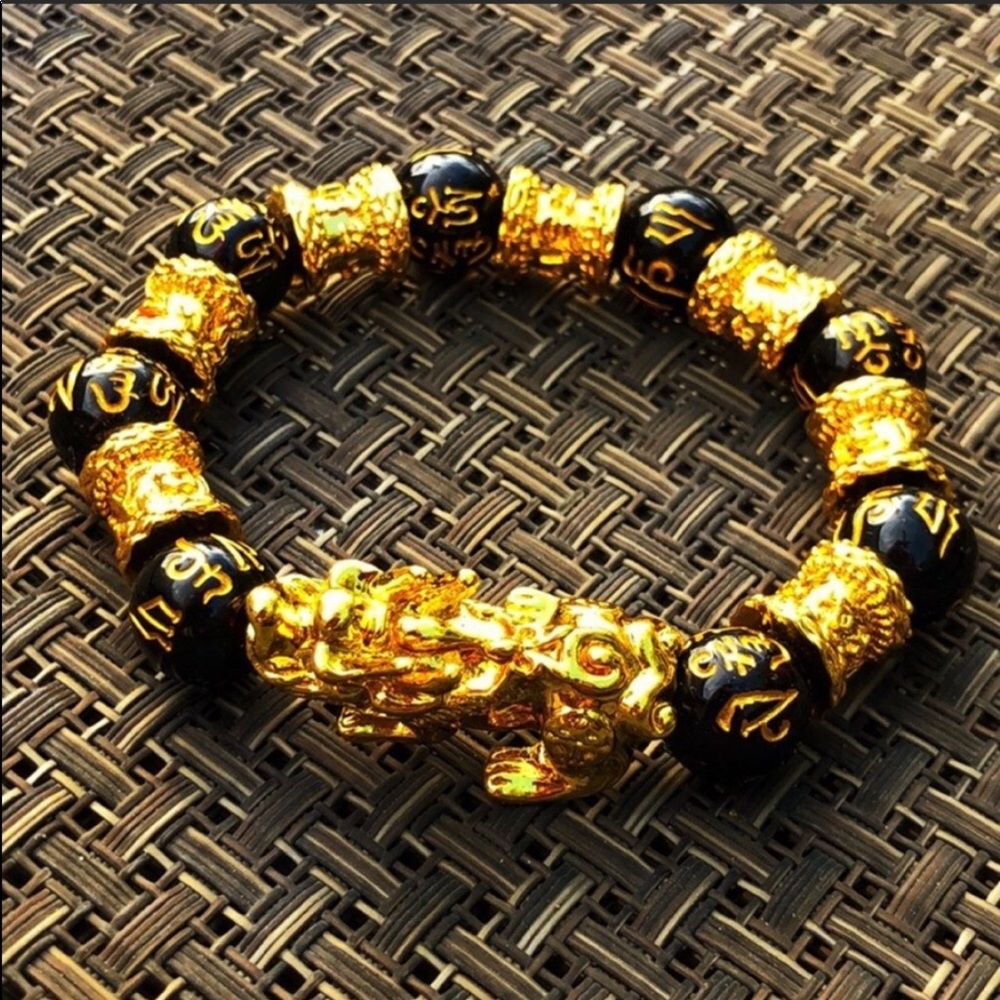 Pixiu-G Good Fortune Black & Gold Unisex Bracelet